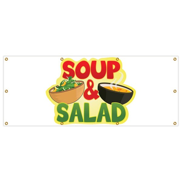 Soup & Salad Banner Heavy Duty 13 Oz Vinyl with Grommets Single Sided